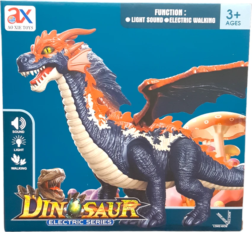Drakonas su šviesos ir garso efektais Ao Xie Toys, mėlynas
