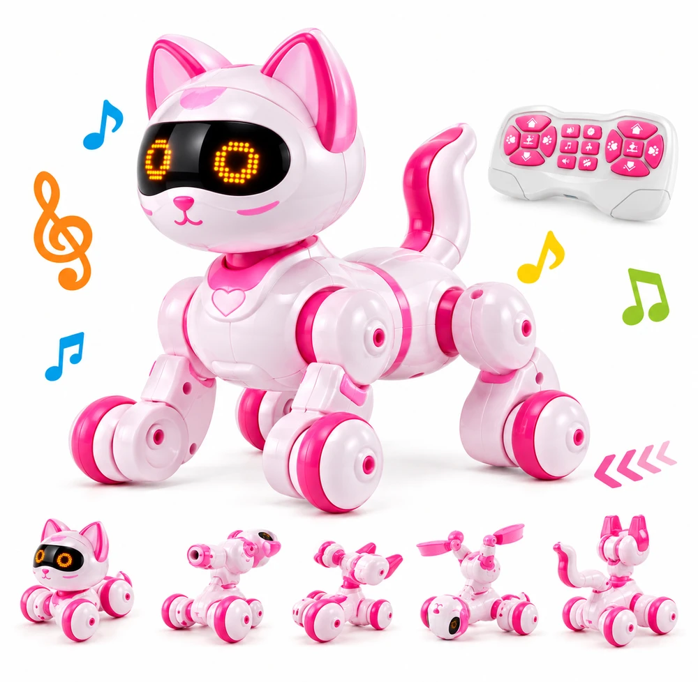 Guangdong Amwell Toys Interaktyvi katytė robotas su nuotolinio valdymo pulteliu, rožinė