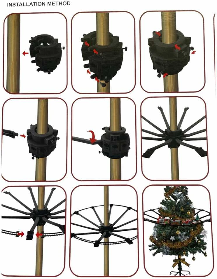 Kalėdinis traukinys ant eglutės su šviesomis ir Merry Christmas garsu