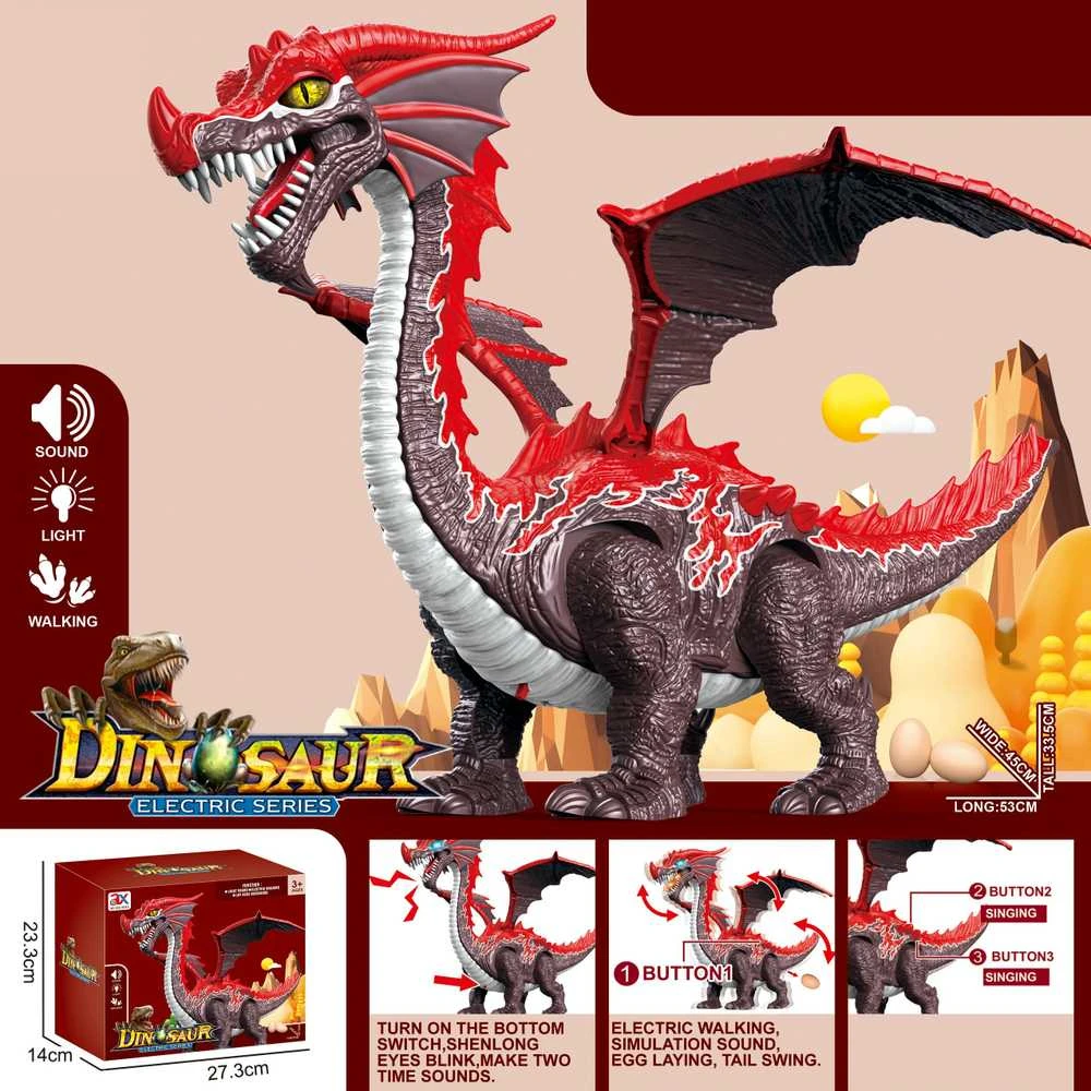 Kiaušinius dedantis Drakonas su šviesos ir garso efektais Ao Xie Toys, rudas
