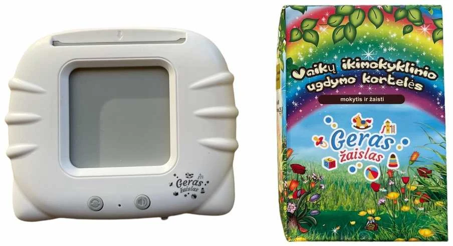 Lietuviškai įgarsintos lavinamosios kortelės + aparatas Geras Žaislas