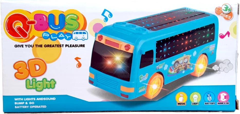 Muzikinis autobusas su 3D šviesomis, mėlynas