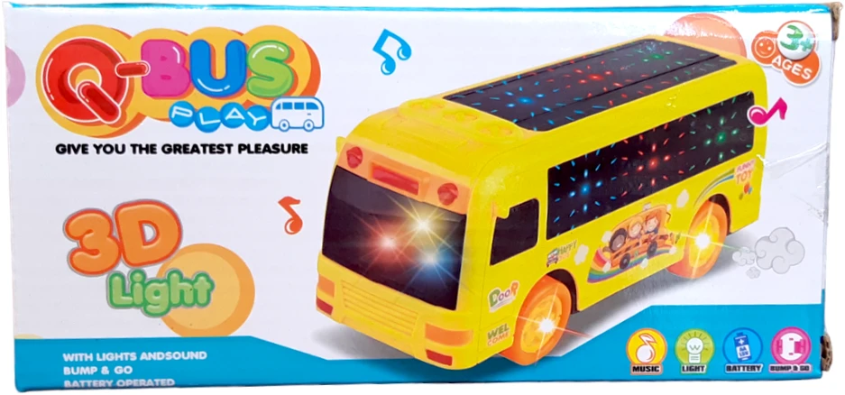 Muzikinis autobusas su 3D šviesomis, mėlynas, Spalva: Geltona