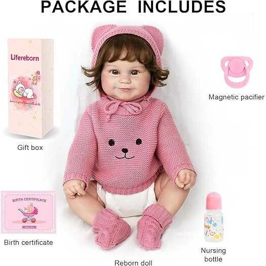 Realistiškos išvaizdos lėlė kūdikis Hoomai Doll, rožinis