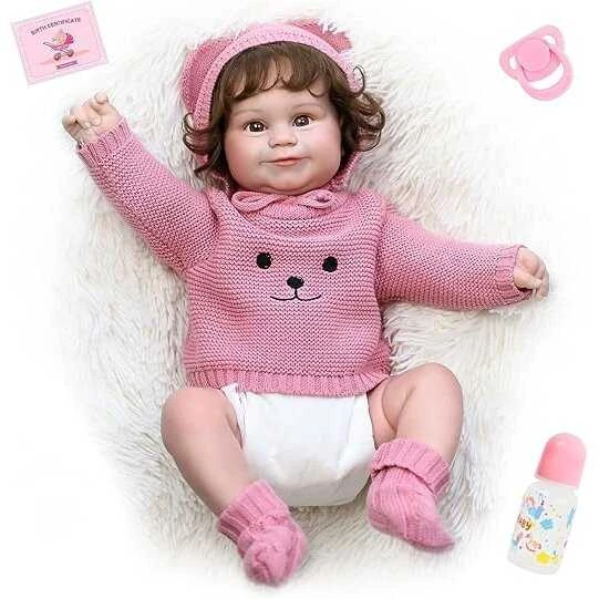 Realistiškos išvaizdos lėlė kūdikis Hoomai Doll, rožinis