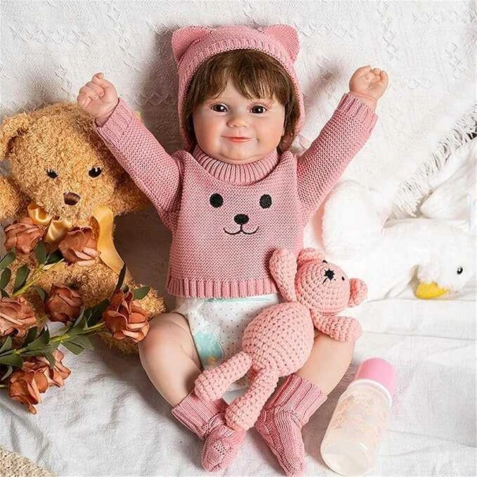 Realistiškos išvaizdos lėlė kūdikis Hoomai Doll, rožinis