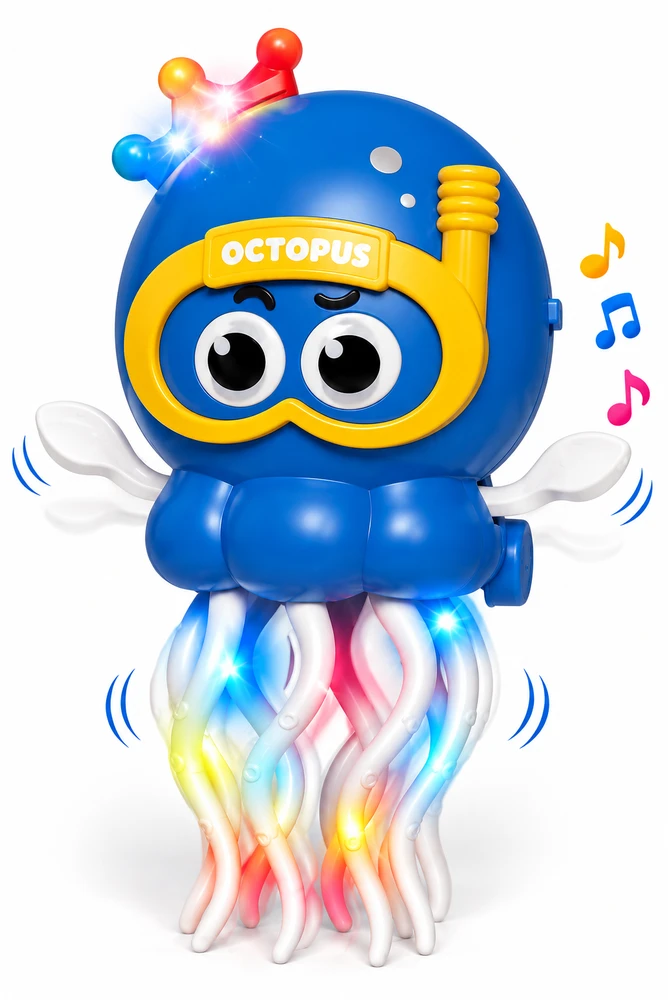 Shantou Hengkai Toy Industry CO.,LTD Šokantis aštuonkojis su šviesa ir muzika, Spalva: Mėlyna