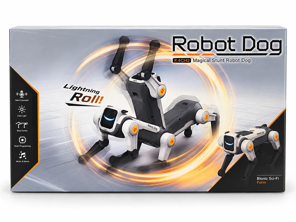 Valdomas robotas šuo su balso komandomis ir 2,4 GHz pulteliu, 8+