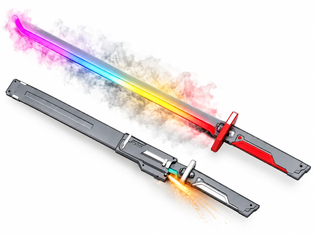 Xie Ye Toys Factory Šviečiantis kardas (katana) su dūmais ir žiežirbomis, įkraunamas, 80 cm