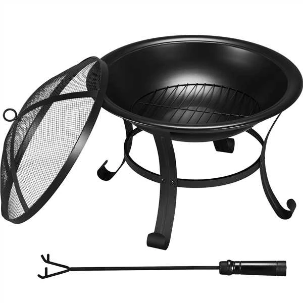 Apvali laužavietė su tinkleliu nuo kibirkščių – 54 cm (Nemokamas pristatymas)