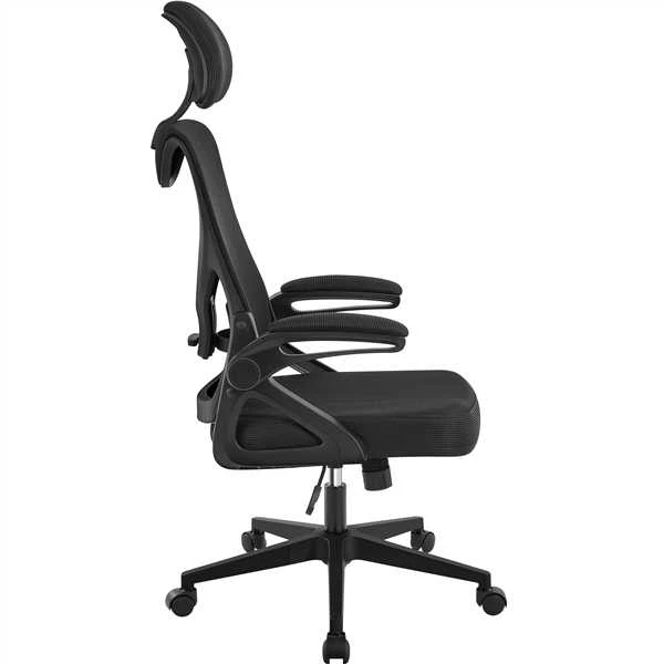 Aukšto atlošo tinklinė biuro kėdė su pakeliamais porankiais (Nemokamas pristatymas)