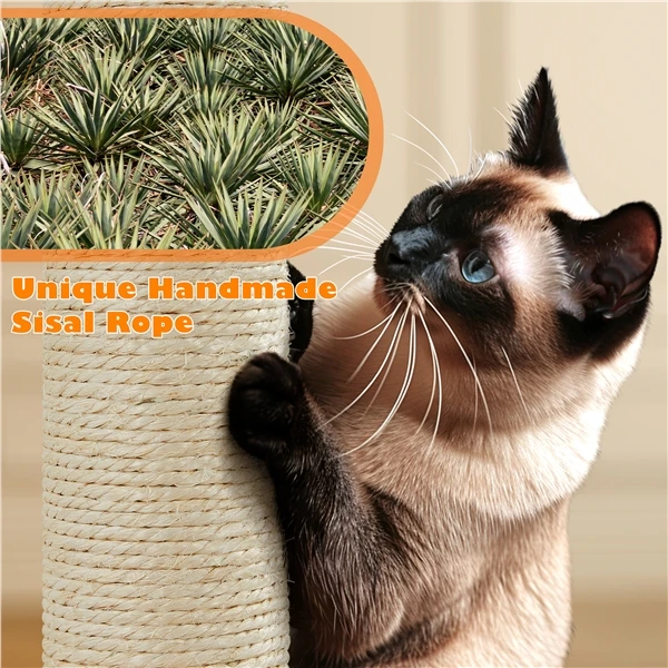 🐱 Didelė kačių draskyklė su hamaku – smėlio spalvos 158 cm (Nemokamas pristatymas)