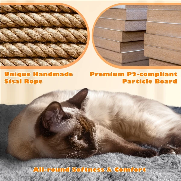 🐱 Didelė kačių draskyklė su hamaku – Šviesiai pilka 158 cm (Nemokamas pristatymas)