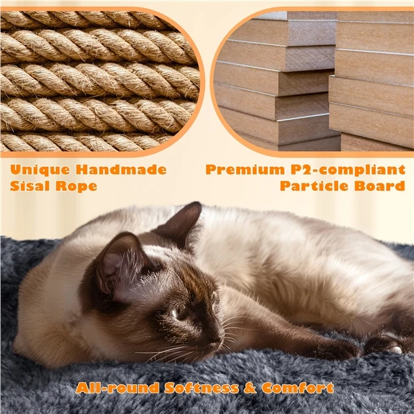 🐱 Didelė kačių draskyklė su hamaku – tamsiai pilka 158 cm (Nemokamas pristatymas)
