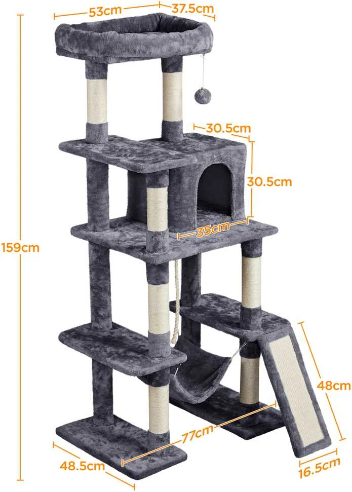 Yaheetech Draskyklė katėms su nameliu 159cm