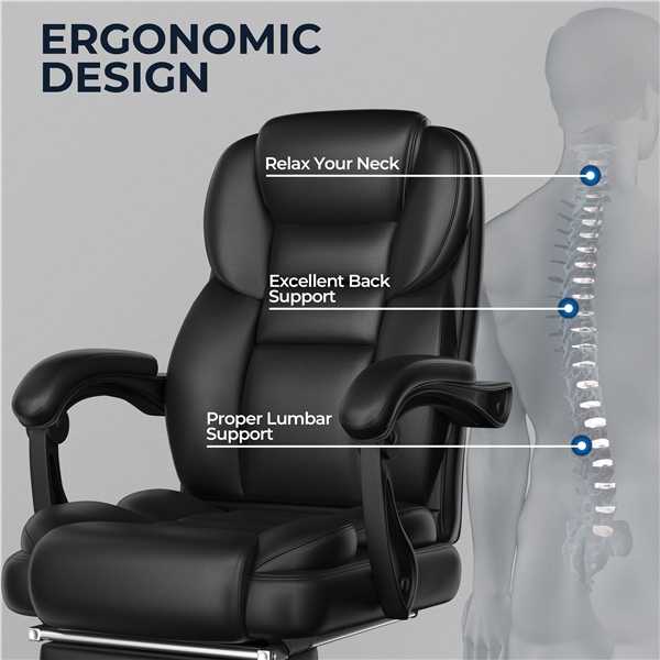 Ergonomiška aukšta biuro kėdė su ištraukiama pakoja (Nemokamas pristatymas)