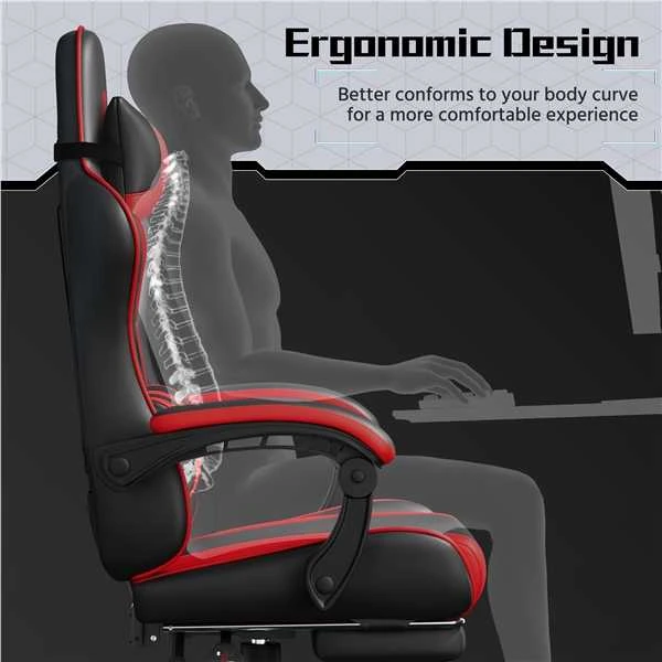 Ergonomiška žaidimų kėdė su masažo funkcija (Nemokamas pristatymas)