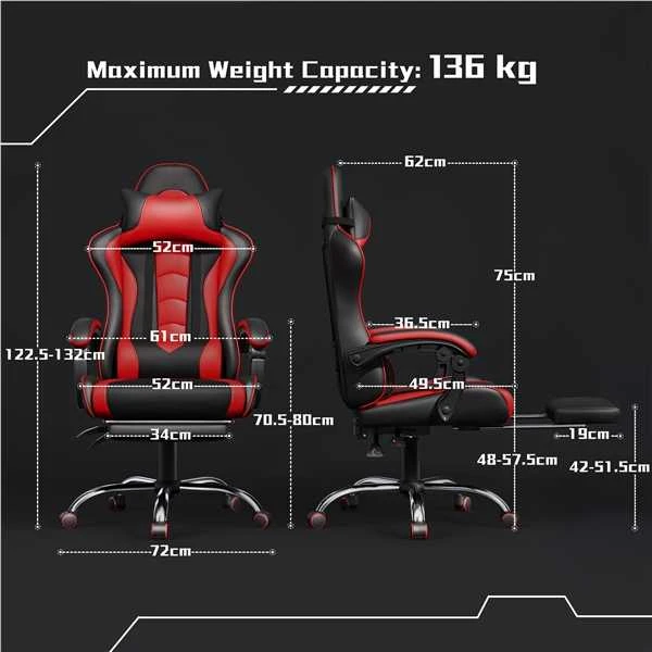 Ergonomiška žaidimų kėdė su masažo funkcija (Nemokamas pristatymas)