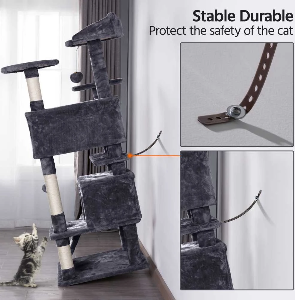 Kačių draskyklė su nameliu 137cm (Nemokamas pristatymas)