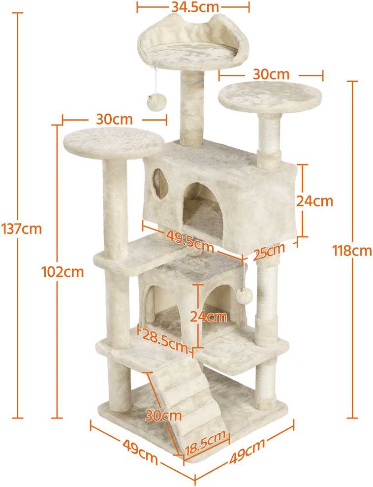 Kačių draskyklė su nameliu 137cm (Nemokamas pristatymas)