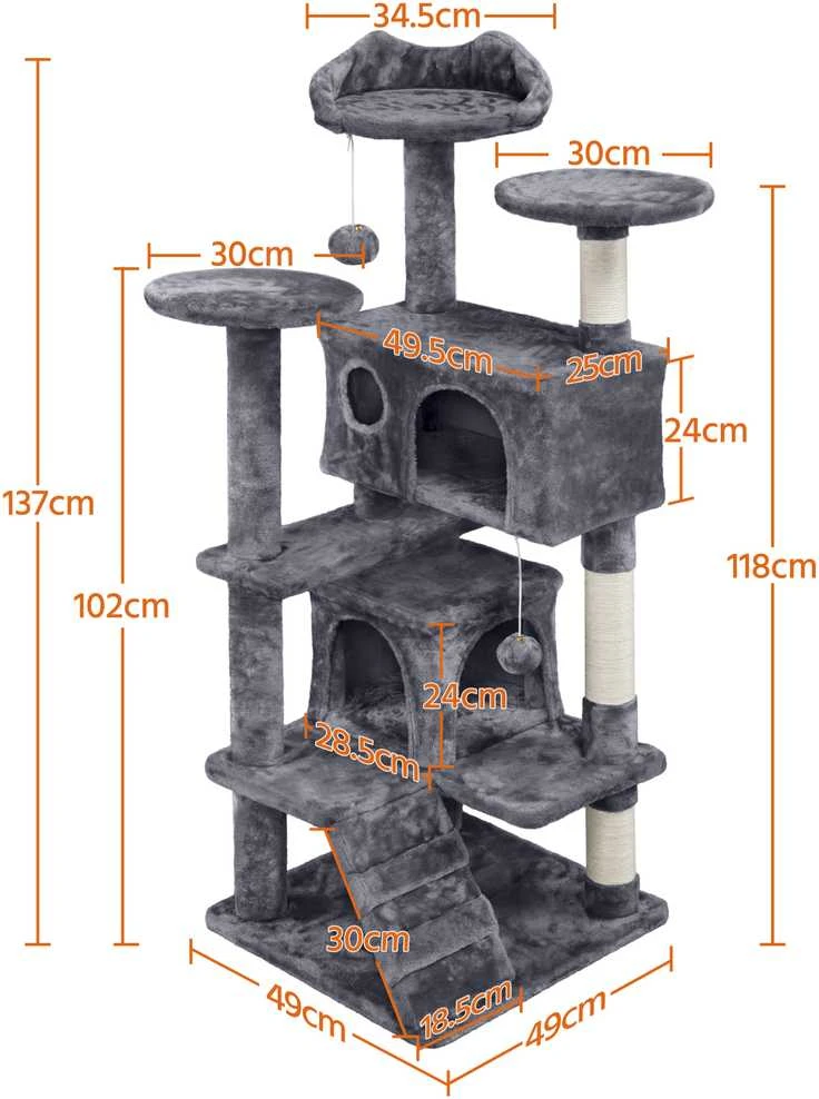 Kačių draskyklė su nameliu 137cm (Nemokamas pristatymas)