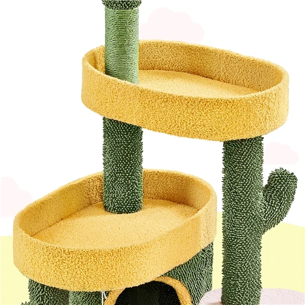 🌵 Kačių draskyklė „Oazė“ – žalia ir geltona 123 cm (Nemokamas pristatymas)