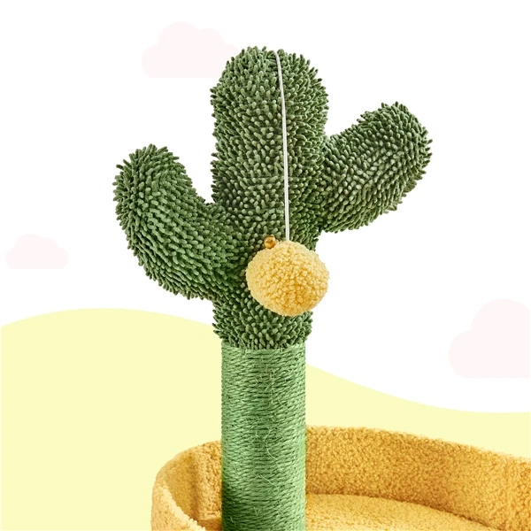 🌵 Kačių draskyklė „Oazė“ – žalia ir geltona 123 cm (Nemokamas pristatymas)