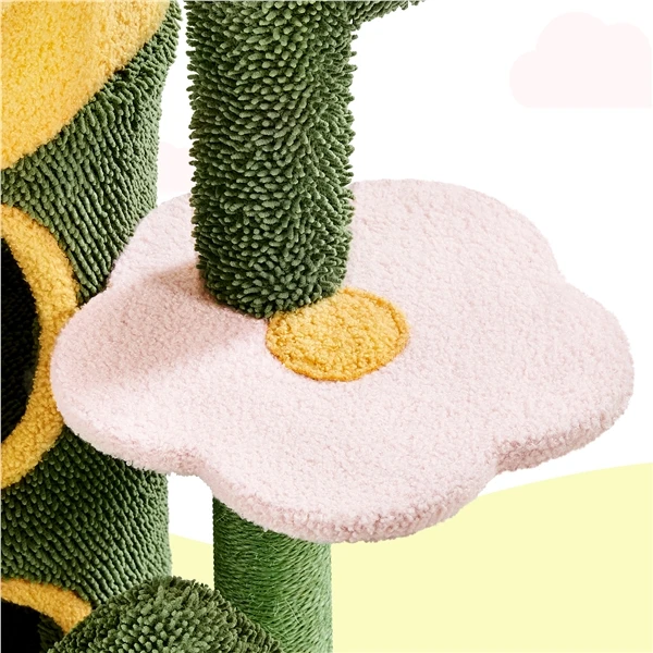 🌵 Kačių draskyklė „Oazė“ – žalia ir geltona 123 cm (Nemokamas pristatymas)