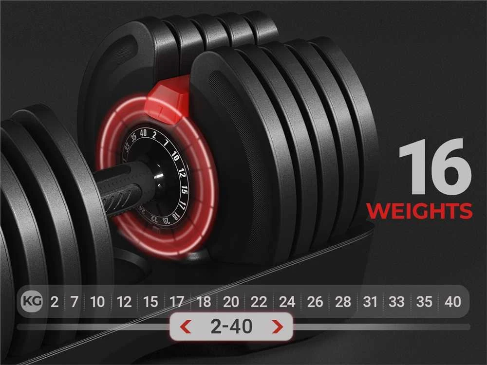 Yaheetech Reguliuojamas hantelis nuo 2kg iki 40 kg (Nemokamas pristatymas)