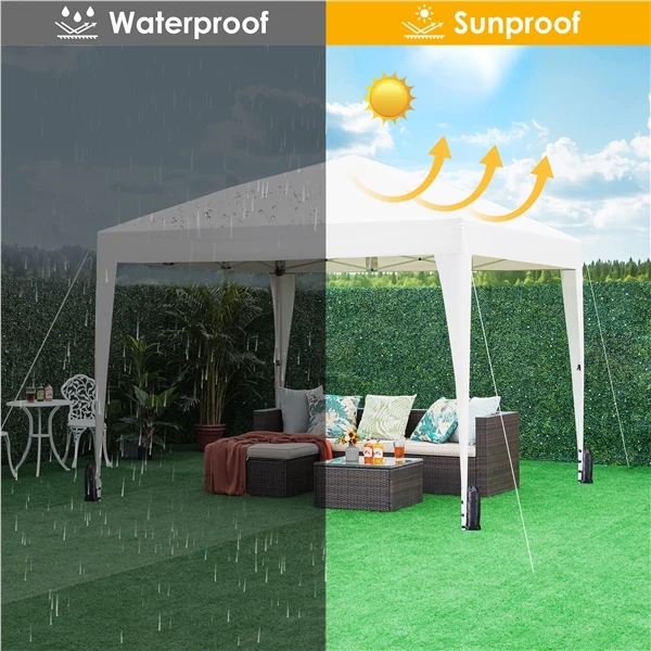 ⛺ Sulankstoma pavėsinė 3 × 3 m su sienelėmis – balta (Nemokamas pristatymas)