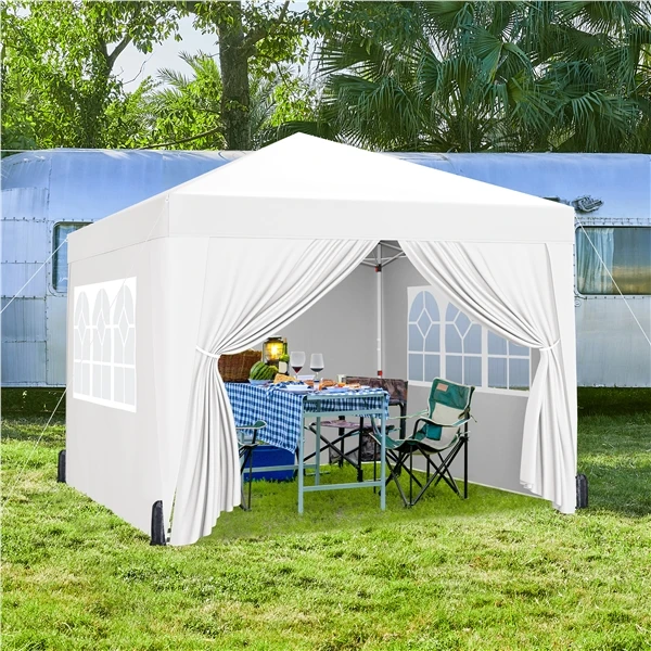 ⛺ Sulankstoma pavėsinė 3 × 3 m su sienelėmis – balta (Nemokamas pristatymas)