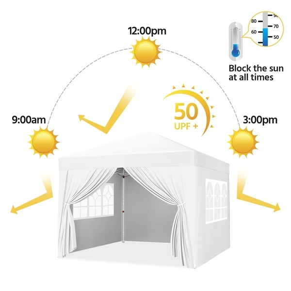 ⛺ Sulankstoma pavėsinė 3 × 3 m su sienelėmis – balta (Nemokamas pristatymas)