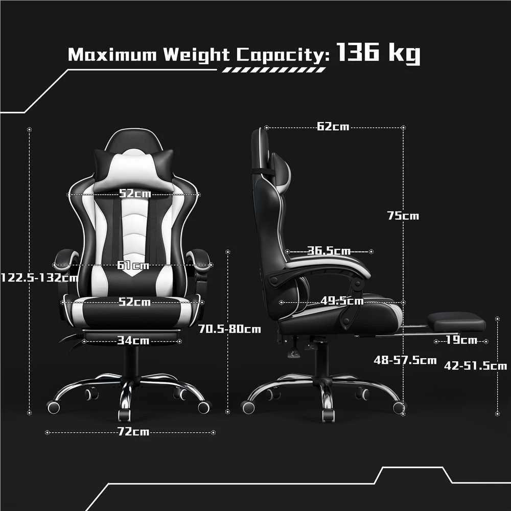 Ergonomiška žaidimų kėdė su masažo funkcija (Nemokamas pristatymas)