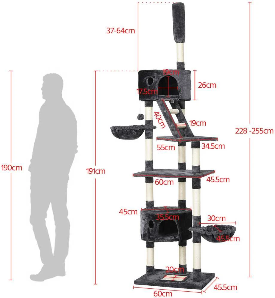 Yaheetech Kačių draskyklė nuo 228cm iki 255cm