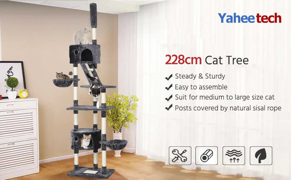 Yaheetech Kačių draskyklė nuo 228cm iki 255cm