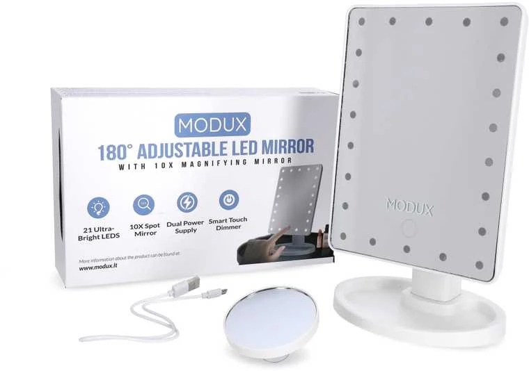 Kosmetinis veidrodis su LED apšvietimu Modux, 27×16 cm