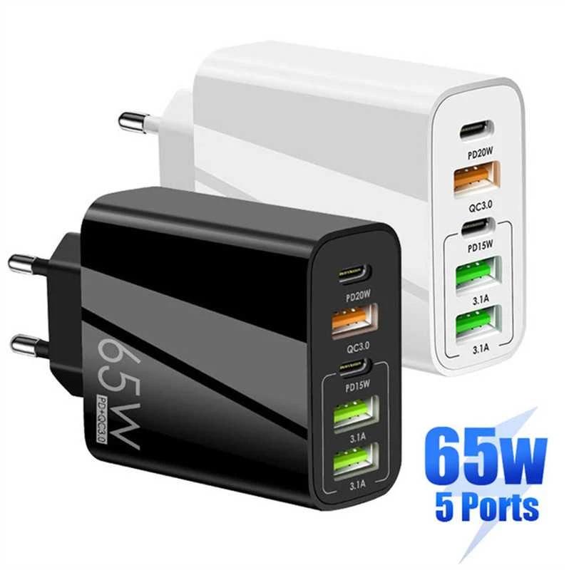 Avernus Greitasis sienins USB įkroviklis 5in1 2 x USB-C, 3 x USB, 65W