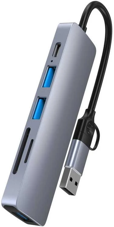 Avernus USB Šakotuvas Hub 6in1 USB C / USB A / USB 3.0 / USB 2.0 x 2 / SD card reader / TF / PD