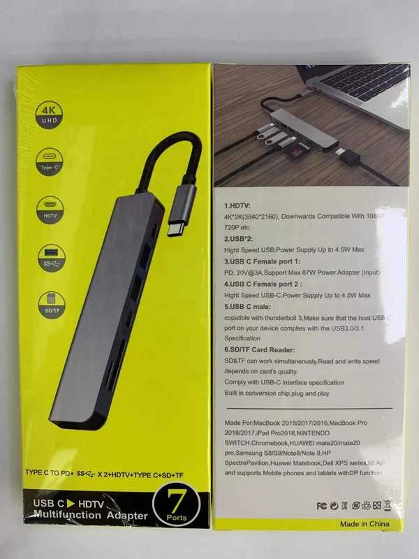 Avernus USB Šakotuvas Hub 7in1 USB-C/HDMI/ USB 2.0/USB 3.0/ MICRO SD/PD