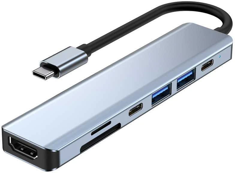 Avernus USB Šakotuvas Hub 7in1 USB-C/HDMI/ USB 2.0/USB 3.0/ MICRO SD/PD