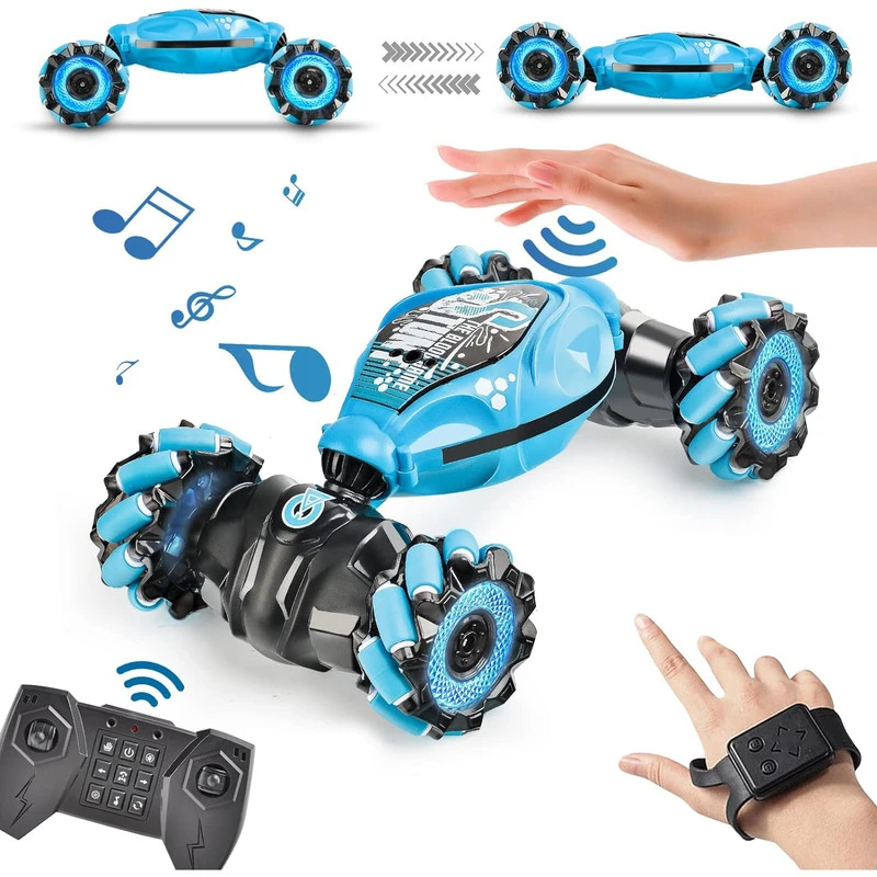 RC automobilis, valdomas nuotolinio valdymo pultu ir rankų gestais, bordo