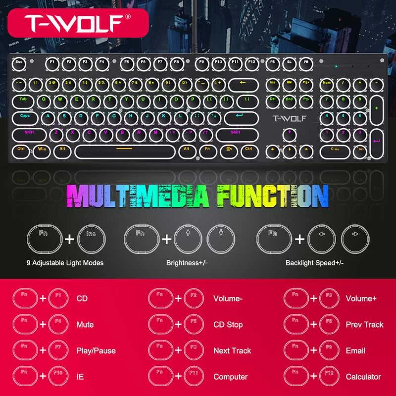 T-Wolf T75 Mechaninė žaidimų klaviatūra