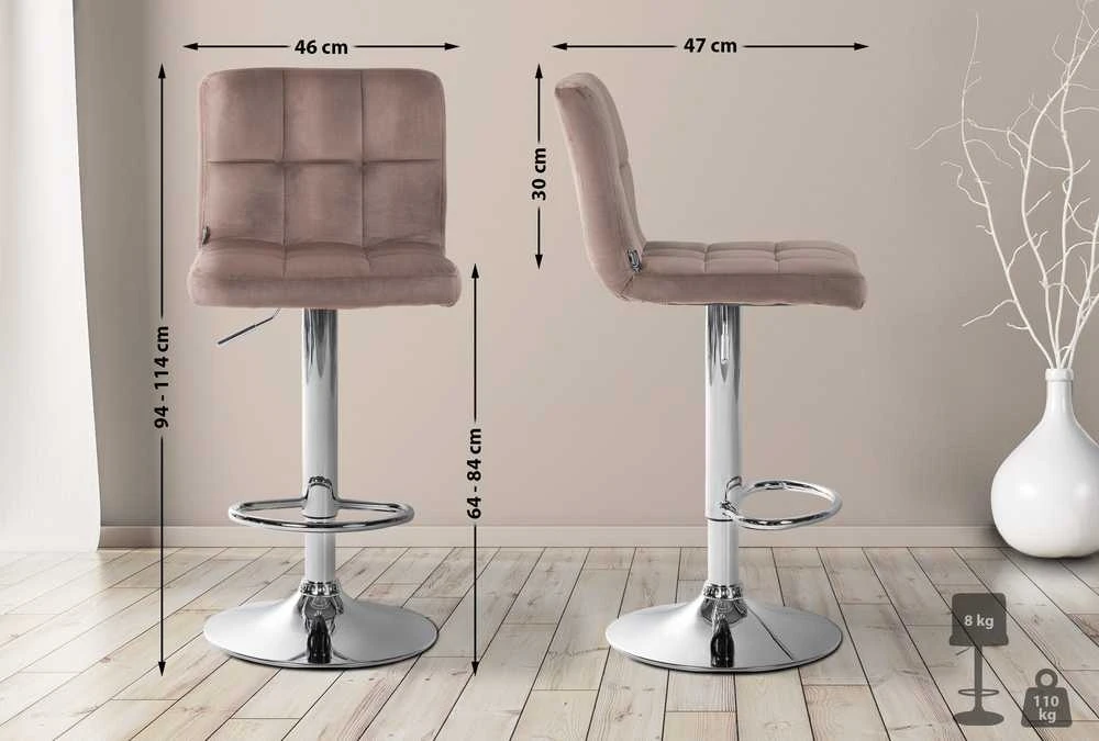 Clp Trading Mville 2 baro kėdžių komplektas CLP Peru, aksominis, chromuotas