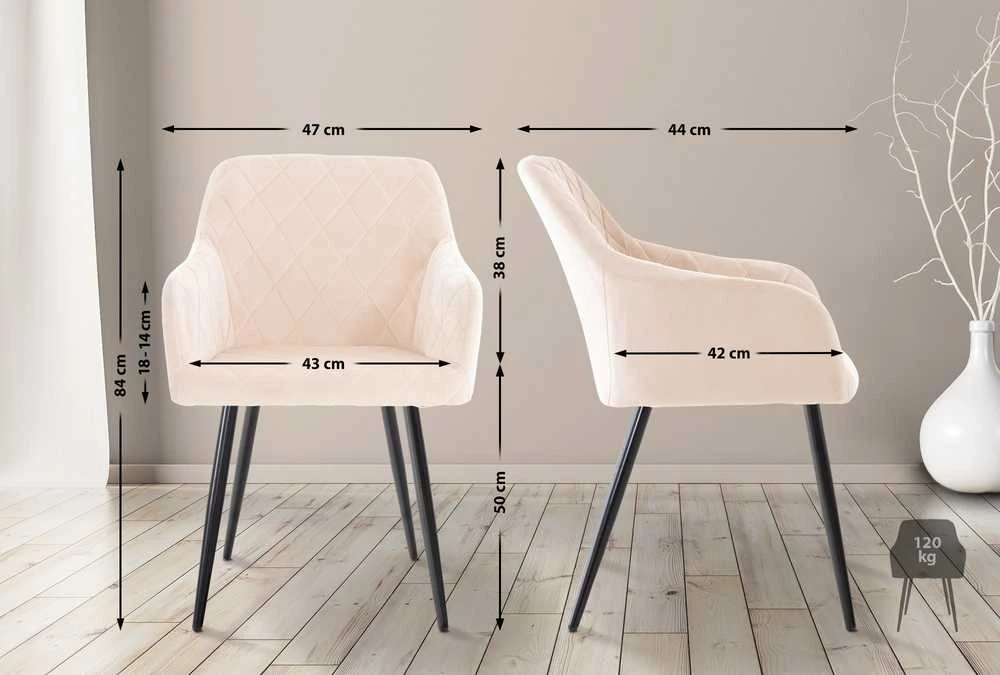Mville 2 valgomojo kėdžių komplektas Shila Velvet