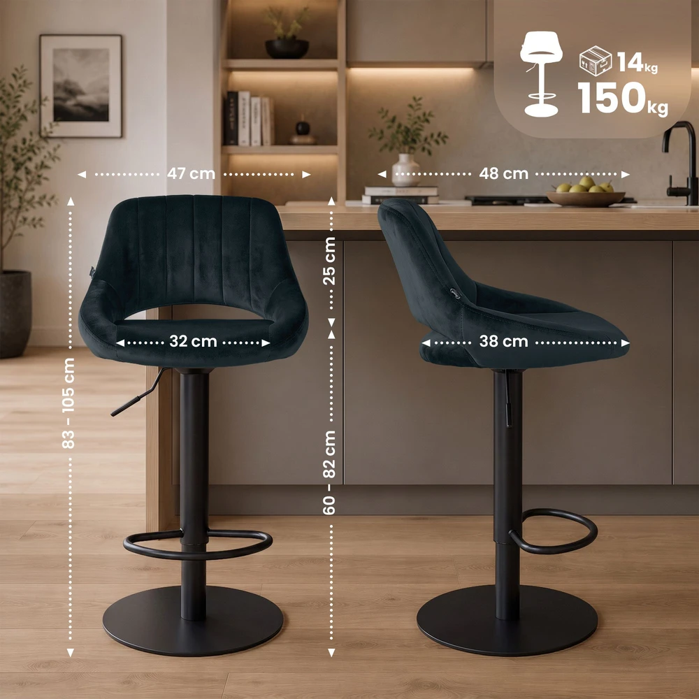 2 vnt. baro kėdžių rinkinys „HD Milet B“ iš aksomo