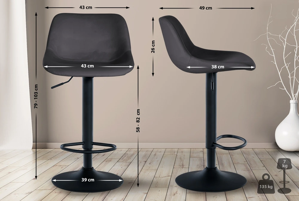 Mville 2 baro kėdžių komplektas Loft Velvet