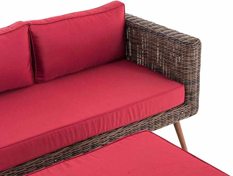 Mville 2 vietų sofa Molde su pufais, apvalus ratanas, ruda/margota 40 cm (tamsiai ruda)