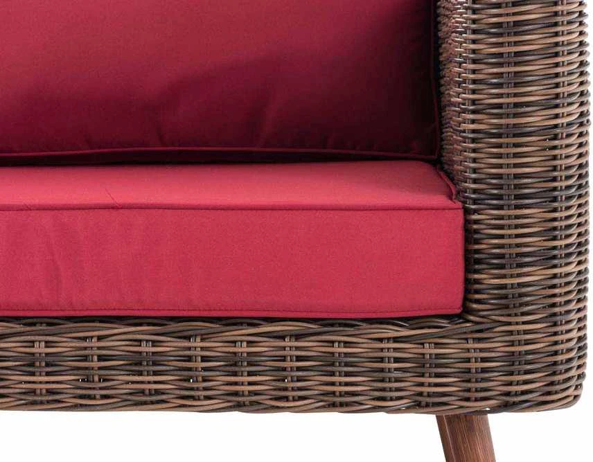Mville 2 vietų sofa Molde su pufais, apvalus ratanas, ruda/margota 40 cm (tamsiai ruda)