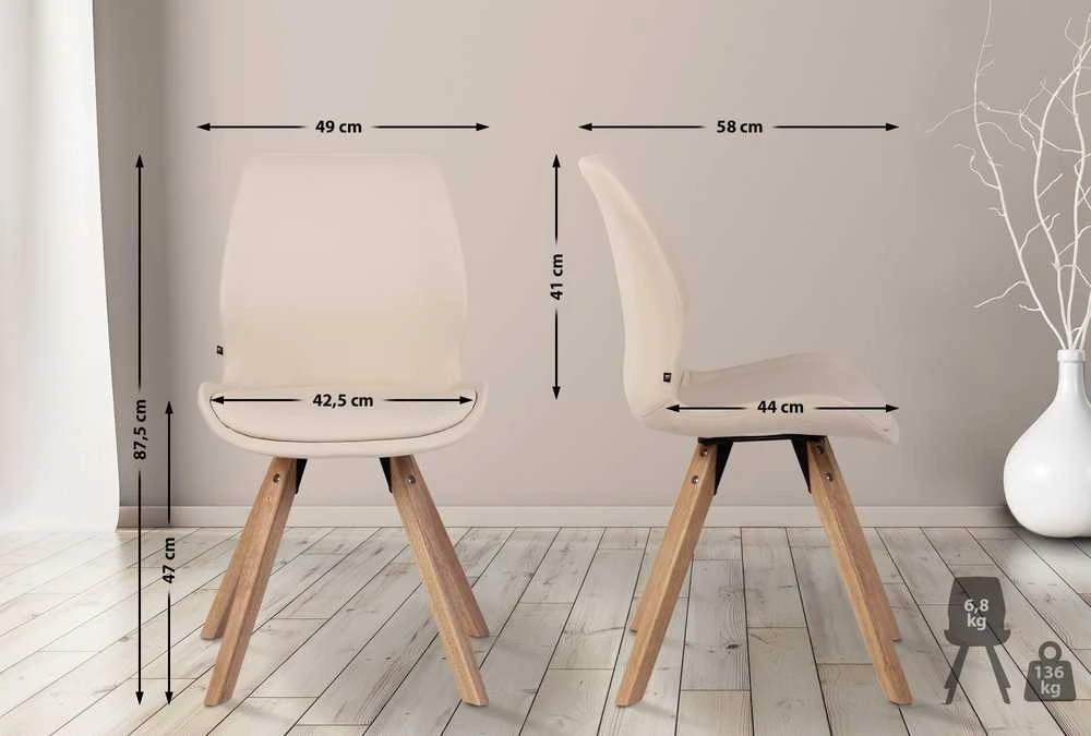 Mville 4 dirbtinės odos kėdžių rinkinys "Luna