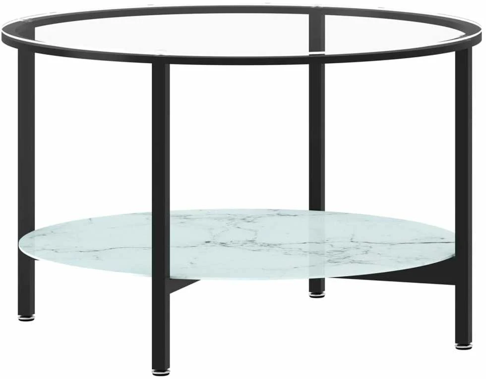 Arbatos staliukas, juodas ir marmuro, 70cm, grūdintas stiklas